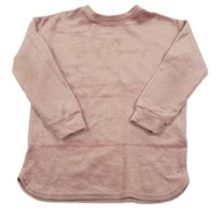 Starorůžová třpytivá plyšová pyžamová mikina s nápisem Nutmeg