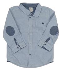 Světlemodrá melírovaná košile s výšivkou H&M