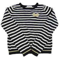 Černo-bílý pruhovaný svetr se srdcem H&M