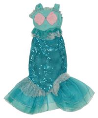 Kostým - Tyrkysové šaty s flitry - mořská panna