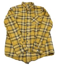 Okrovo-tmavomodro-bílá kostkovaná košile M&S