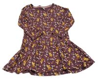 Vínové květované bavlněné šaty se srnkami Kiki&Koko