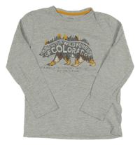 Šedé melírované triko s medvědem s nápisem Vertbaudet