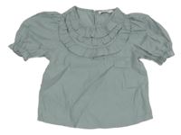 Zelenošedá halenka s volánky Reserved