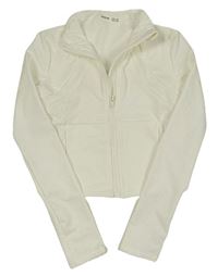 Smetanová sportovní propínací crop mikina Shein