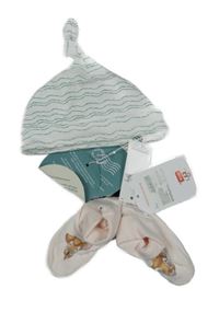 Nové - 2set - Bílá vzorovaná bavlněná čepice - světlerůžové bavlněné capáčky s Bambim