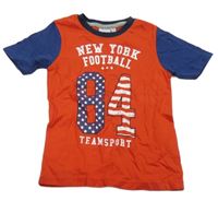 Červeno-tmavomodré tričko s číslem Blue Seven