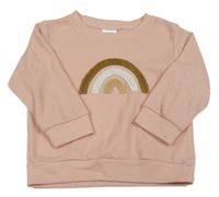 Růžová žebrovaná mikina s duhou