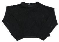 Černé síťované crop triko s všitým topem Primark