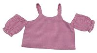 Růžovo-bílá kostkovaná crop halenka PatPat