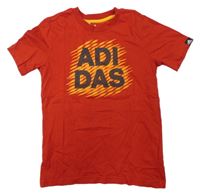 Červeno-oranžové tričko s logem Adidas