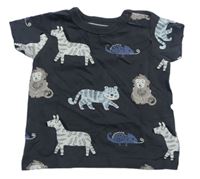 Antracitové tričko se zvířaty C&A