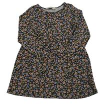 Tmavošedo-barevné květované šaty zn. H&M