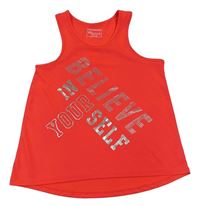 Neonově korálový sportovní top s nápisem Yd.