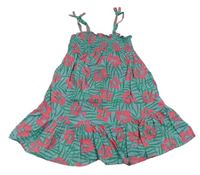 Zeleno-růžové květované lehké šaty Primark