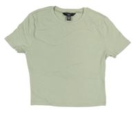 Khaki žebrované crop tričko New Look