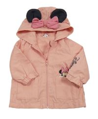 Světlerůžová šusťáková podzimní bunda s Minnie a kapucí Disney