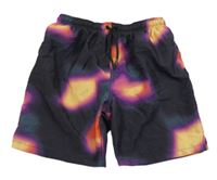 Černo-fialovo-žluté plážové kraťasy zn. Primark