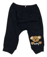 Tmavomodré lehké tepláky s medvědem Shein