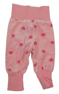 Růžové sametové tepláky se srdíčky H&M