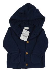 Nové - tmavomodrý propínací svetr s kapucí Next