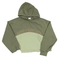 Zeleno-khaki crop mikina s nápisem a kapucí S. Oliver