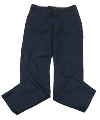 Tmavomodré plátěné slim fit chino kalhoty H&M