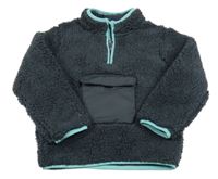 Tmavošedá huňatá podšitá mikina s kapsou dunnes