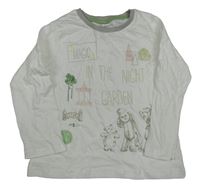 Bílé pyžamové triko s nápisy a obrázky 