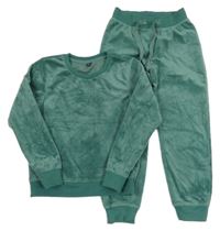 2 set - zelená sametová mikina + tepláky 