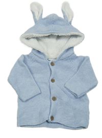 Světlemodrý propínací svetr s kapucí s ušima Next