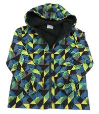 Černo-žluto-zelená vzorovaná softshellová bunda s kapucí Yigga