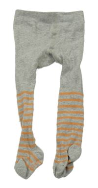 Šedo-oranžové pruhované punčocháče s dinem Pocopiano