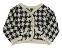 Černo-bílý kostkovaný úpletový kabátek 