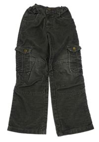 Tmavozelené manšestráky s kapsami C&A