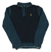 Tmavozeleno-černý vzorovaný lehký svetr s límečkem Next