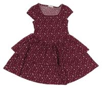 Vínové květované vrstvené šaty Primark