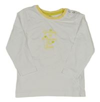 Bílé triko se žlutým nápisem 