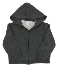 Tmavošedá melírovaná propínací mikina s kapucí H&M