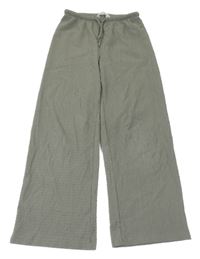 Khaki vzorované lehké široké kalhoty H&M