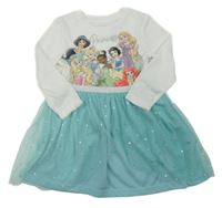 Bílo-modré šaty s Disney princeznami a tylovou sukní George