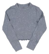Fialové žebrované flekaté crop triko M&S