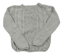 Šedý svetr s copánkovým vzorem zn. H&M