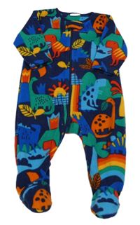 Tmavomodro barevný fleecový overal s dinosaury Next