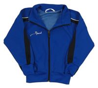 Tmavomodro-černá propínací mikina s nápisem 