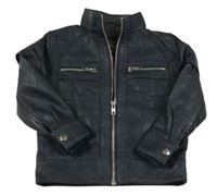 Tmavomodrá koženková podšitá bunda 