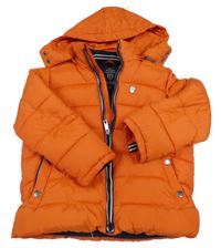 Oranžová šusťáková zimní bunda s kapucí 