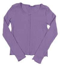 Fialové žebrované propínací crop triko Page one young