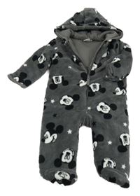 Antracitová plyšová zateplená kombinéza s Mickeym a kapucí Disney