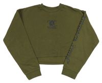 Khaki crop mikina s logem Juicy Couture 